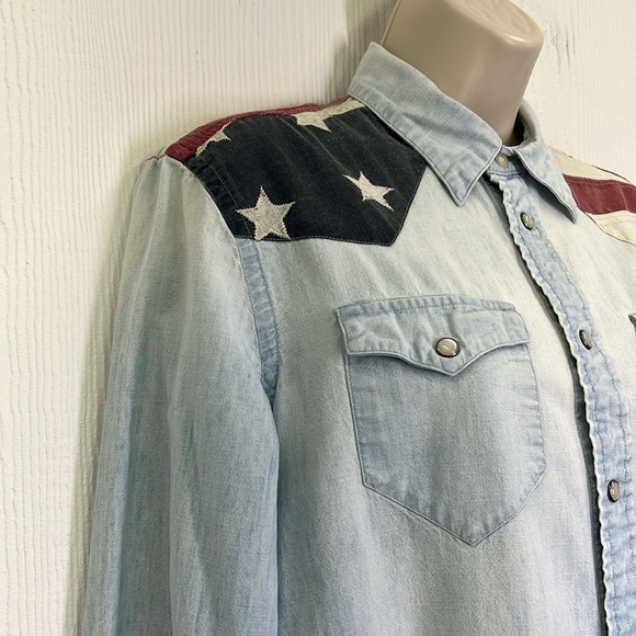 Ralph Lauren - American Flag Chambray Denim Button Down Denim Shirt Size Small - Picture 4 of 11